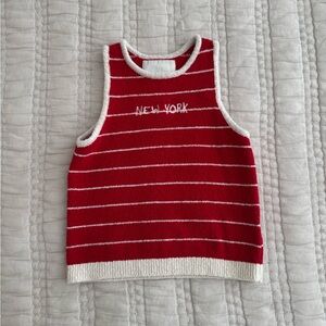 ZARA - Size 9-10 -  New York Red and White Tank Top